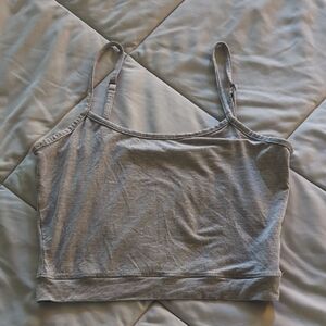 Gray Spaghetti Strap Crop Top - Soft Heathered Cami - Size Medium